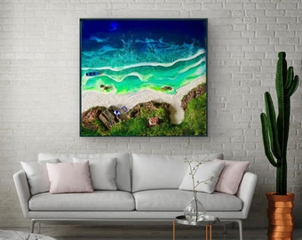 Ocean Wall Art Seaside Painting Moss Wall Art Nautical Art Moss Wall Sea Poster Ocean Art forest wall art Whales Ocean Art Ocean Seascape