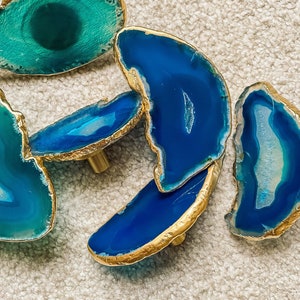 Agate Slice Drawer Knobs - Brass Cabinet Hardware, Set of 6