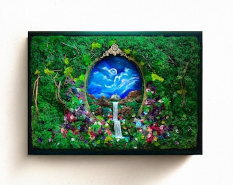 Moss Wall Frame, Preserved Moss Art, Handmade Woodland Nature Fantasy Decor,