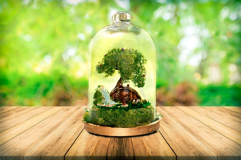 Hobbit Terrarium, Hobbit House, Moss terrarium, Hobbit gift, Terrarium Kit, Lord of the rings, Geek Gift for Him, Hobbiton, Hobbit Door, 