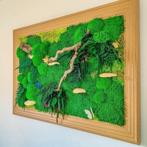 Moss wall art, Moss wall with Mushrooms, Moss Walls, Preserved moss Wall, mushroom wall art, Moss Art, Moss art panel, Moss Wall Decor, image 6