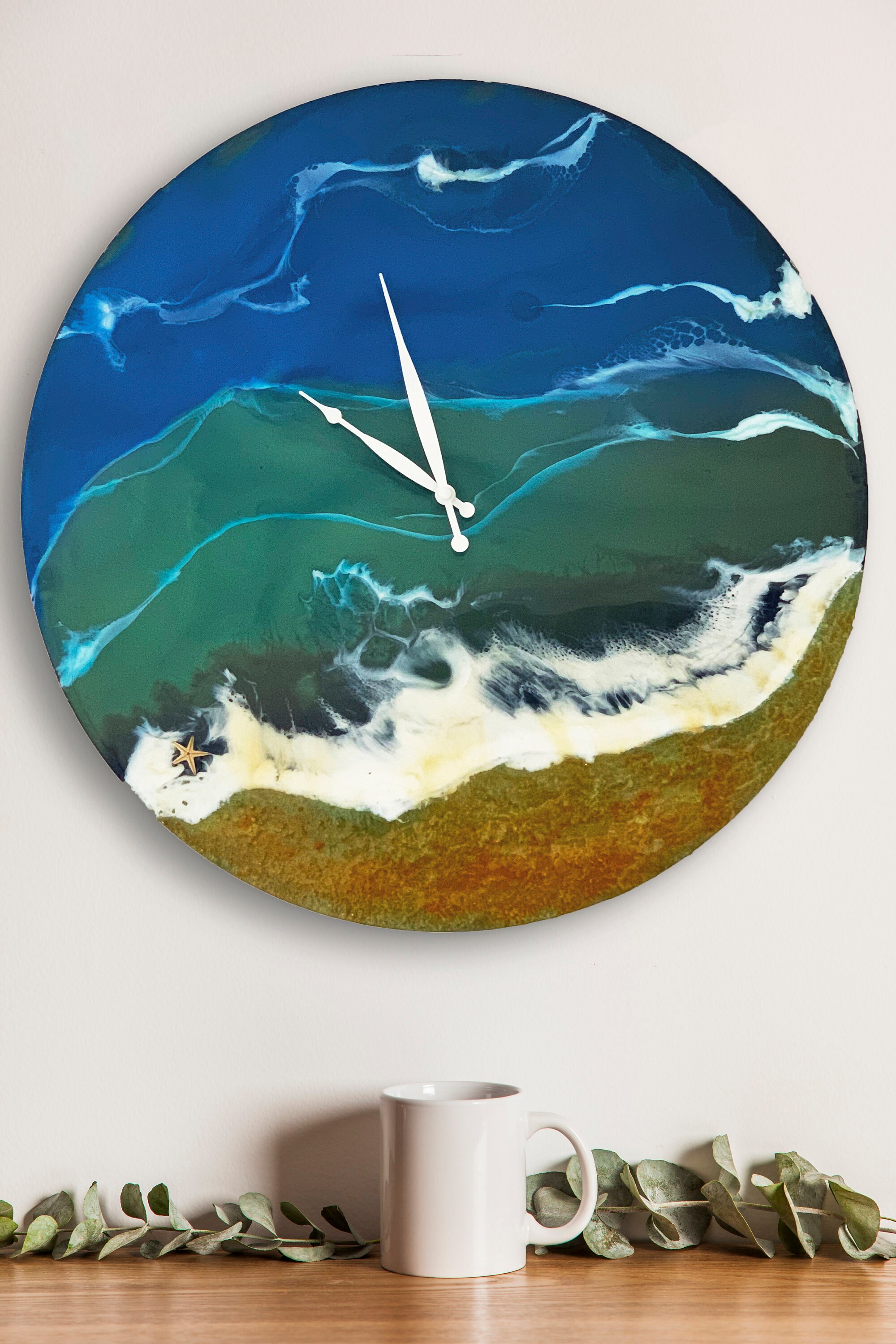 Wall Clock Modern Wall Clock Oversized Wooden Clock Resin | Etsy UK