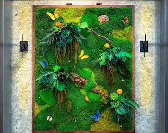 Large Preserved Moss Wall Art: Maintenance Free Indoor Greenery,  Personalised 3D Moss Decor Frame for Home & Office