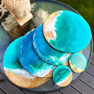 Set di 4 tovagliette e sottobicchieri circolari in bambù, tovagliette da tavolo, sottobicchieri da spiaggia, regali di Natale per la cucina