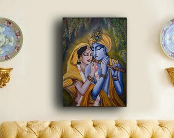 Radha Krishna painting, Radha Krishna Wall Art, Krishna, Radha Krishna Modern Art, Indian art, Traditional wall painting of Krishna, Krishna