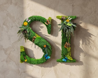 Preserved Moss Letter: Custom Moss Sign for Office Wall Decor and Woodland Nursery
