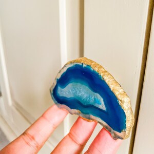 Amogeeli 4pcs Agate Slice Brass Cabinet Closet Drawer Knobs With Screws Gold Plated Stone Pull Handles 4