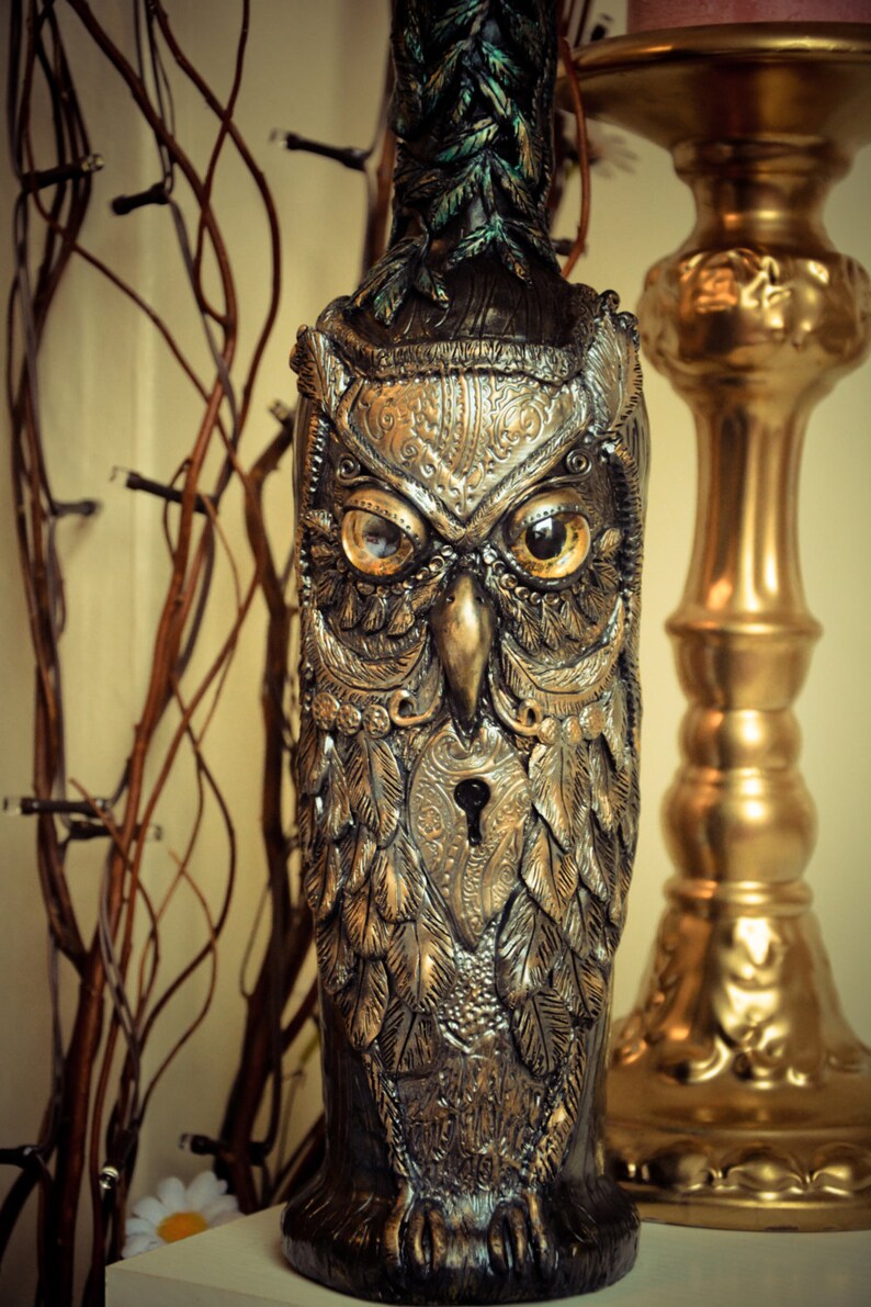 Table lamp, Owl Table lamp, bedside lamp, Desk Light, Owl gifts, Housewarming gift, Owl Decor, Lamp, Owl Lamp, Owl Lights, Upcycled lamps, image 3