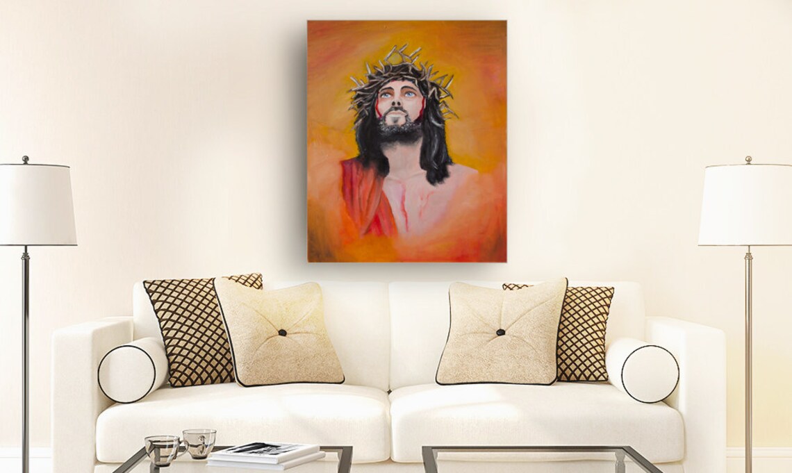 Jesus Oil Painting on Canvas Canvas Wall Art Large Oil Etsy UK