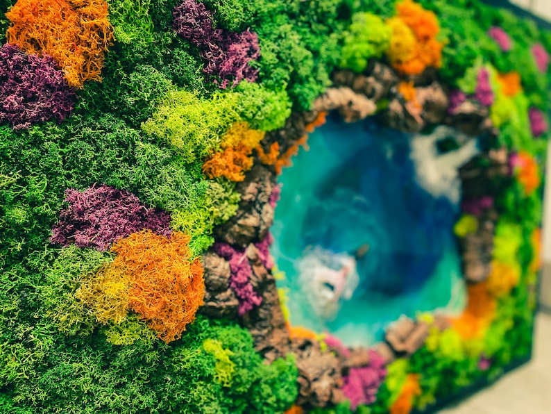 Moss Art Moss Wall Art Preserved Moss Wall Resin Seascape Etsy