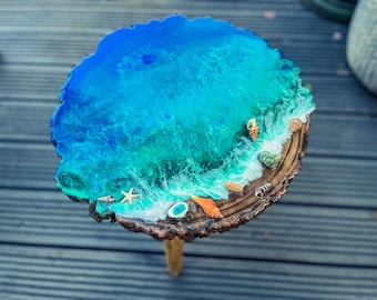 Handgemachter Harzer Blumenständer: Boho Holz Beistelltisch