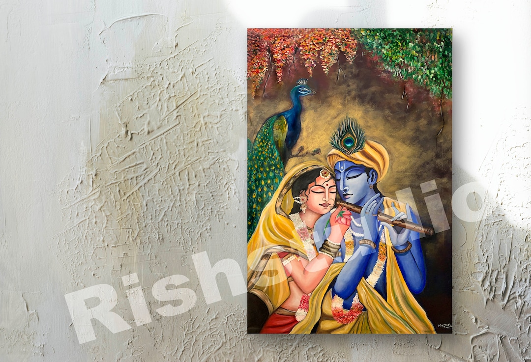 Buy Radha Krishna Painting Radha Krishna Hand Painted Original ...