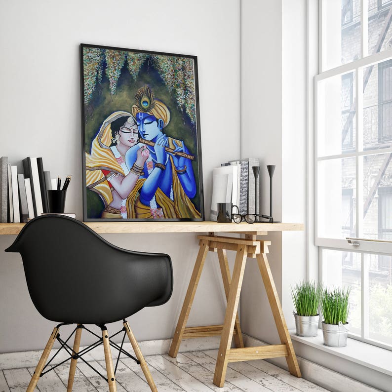Radha Krishna Painting Radha Krishna Wall Art Krishna Radha Etsy