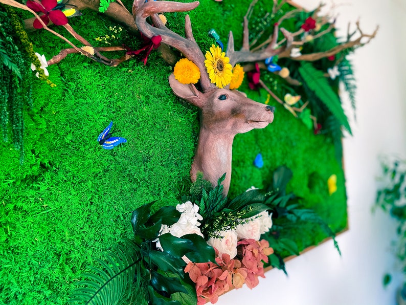 Moss Wall Art Preserved Moss Wall Deer Antler Wall Plaque Etsy UK