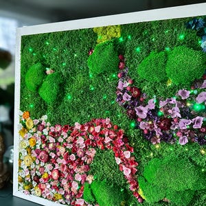 Handmade Moss Wall Garden Decor, Colourful Triptych Art, Preserved Moss Home Decor, Wall Art Preserved Moss Lighted Moss Wall Beautiful Preserved Moss Artwork's with LED Lights.