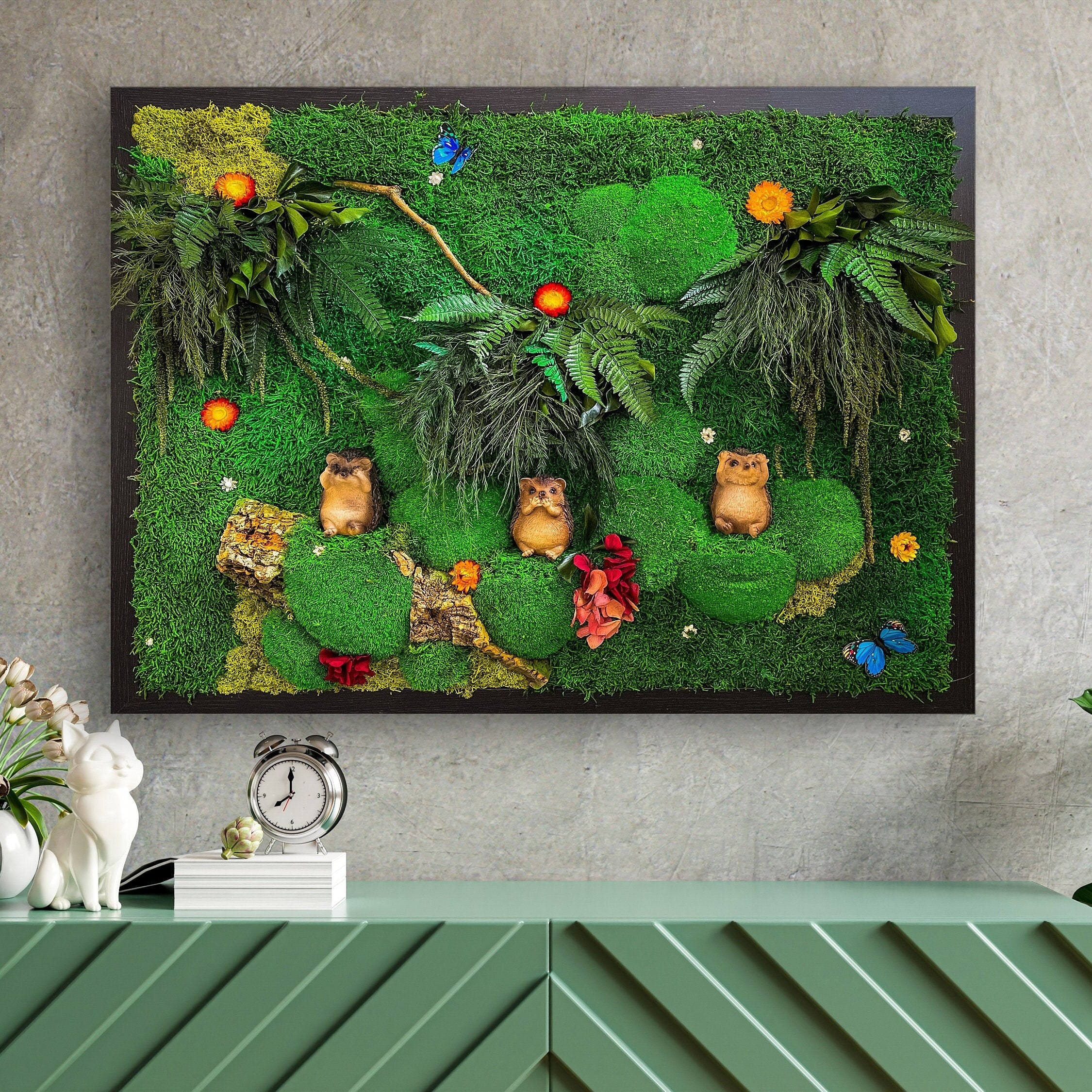 Rainbow Moss Wall Art Preserved Moss Wall Decor Living Room