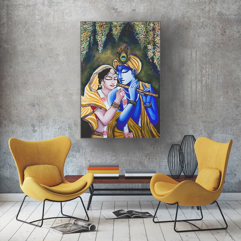 Radha Krishna Painting Radha Krishna Wall Art Krishna Radha Etsy