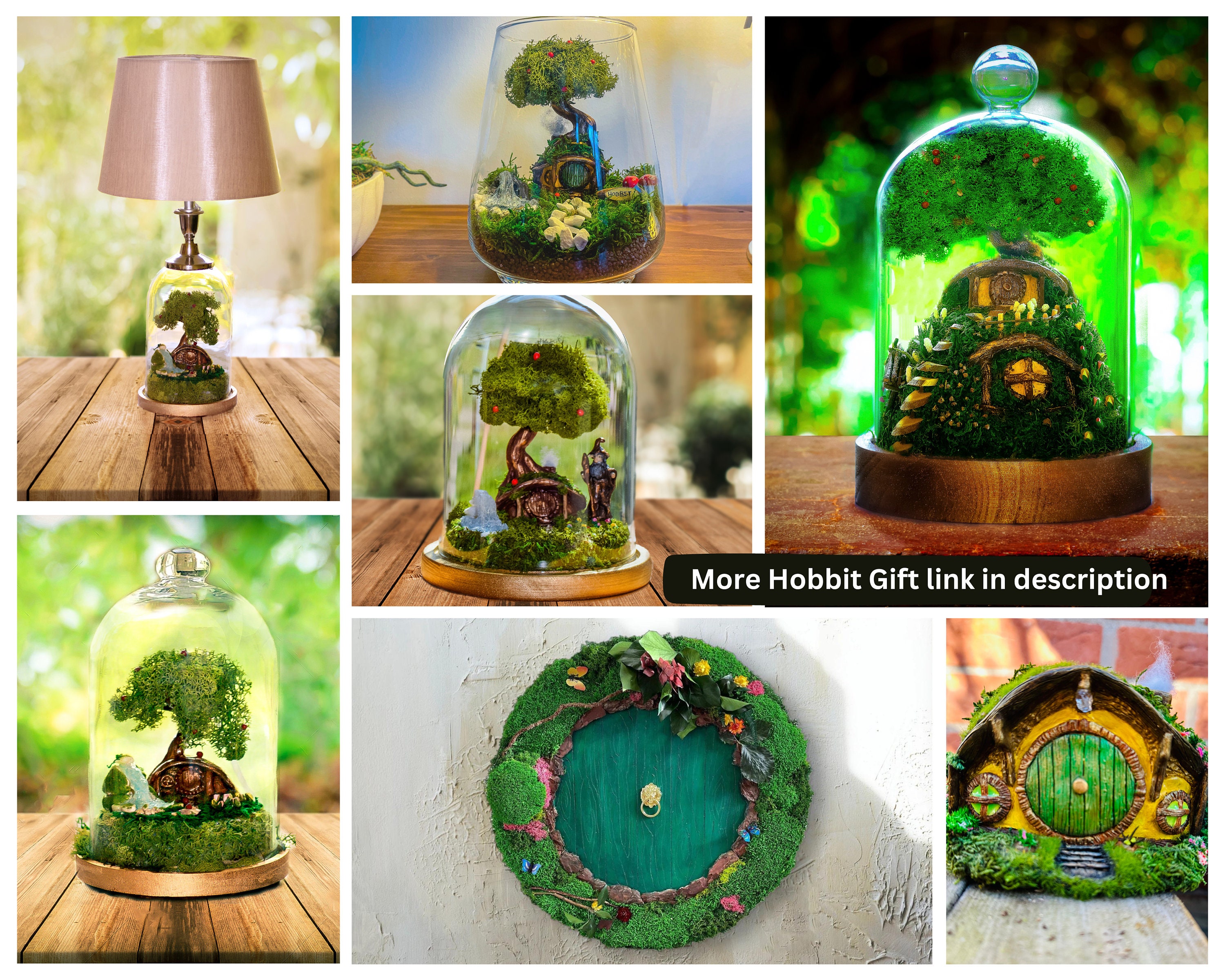 Hobbit House Vintage Terrarium Table Lamp With Glass Cloche