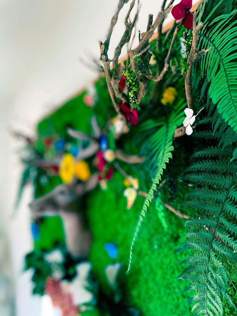 Moss Wall Art Preserved Moss Wall Deer Antler Wall Plaque Etsy UK