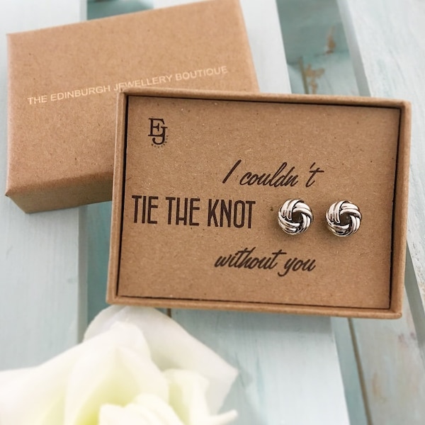 Contemporary silver coloured "Tie the Knot" Studs