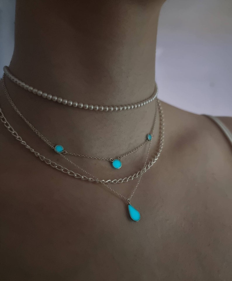 Elune Teardrop All Blue Turquoise Glow Necklace Charges Naturally image 3