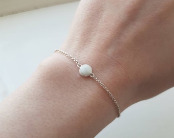 White Circle Charm Bracelet - Solid Sterling Silver with Handcrafted Tinted Resin Charm