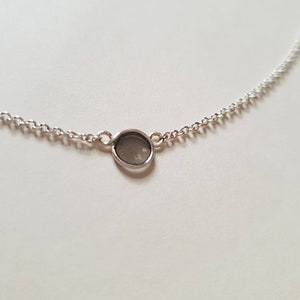 Gray Circle Necklace Translucent Charm Necklace Simple Grey Necklace Minimal and Tiny image 2