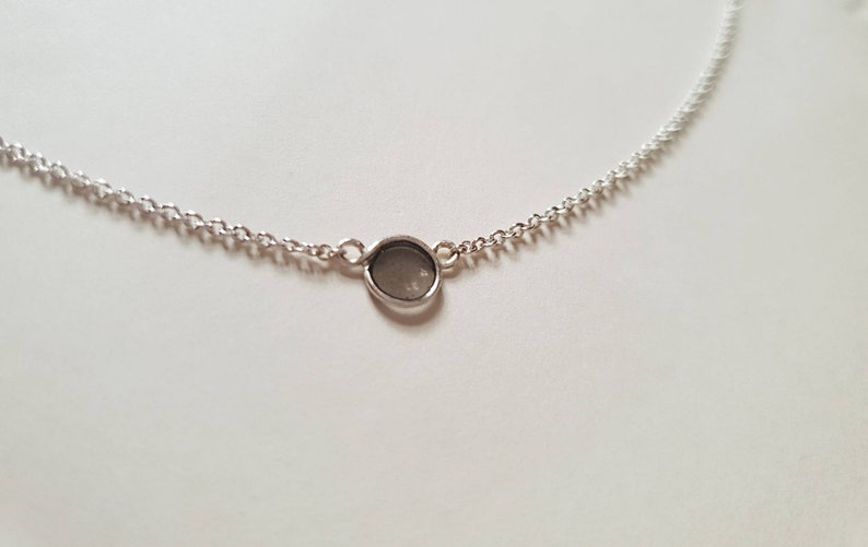 Gray Circle Necklace Translucent Charm Necklace Simple Grey Necklace Minimal and Tiny image 2