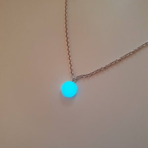 Drop Of Elune: World of Warcraft Inspired Collection WoW Coin Necklace Glow Aquamarine Blue Sterling Silver image 5