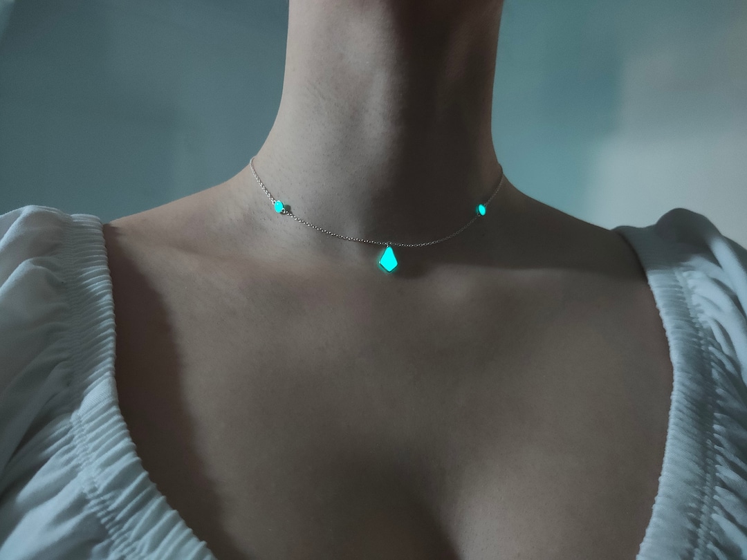 Trinity Elune Crystal Necklace Glow Necklace Sterling Silver 925 Options for Turquoise Blue and