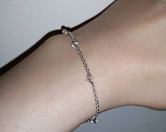 Dainty Swarovski Crystal Dew Droplet Bracelet- Solid Sterling Silver