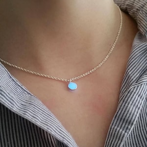 Drop Of Elune: World of Warcraft Inspired Collection WoW Coin Necklace Glow Aquamarine Blue Sterling Silver image 4