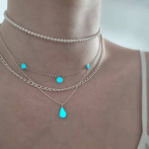 Elune Teardrop All Blue Turquoise Glow Necklace Charges Naturally image 2