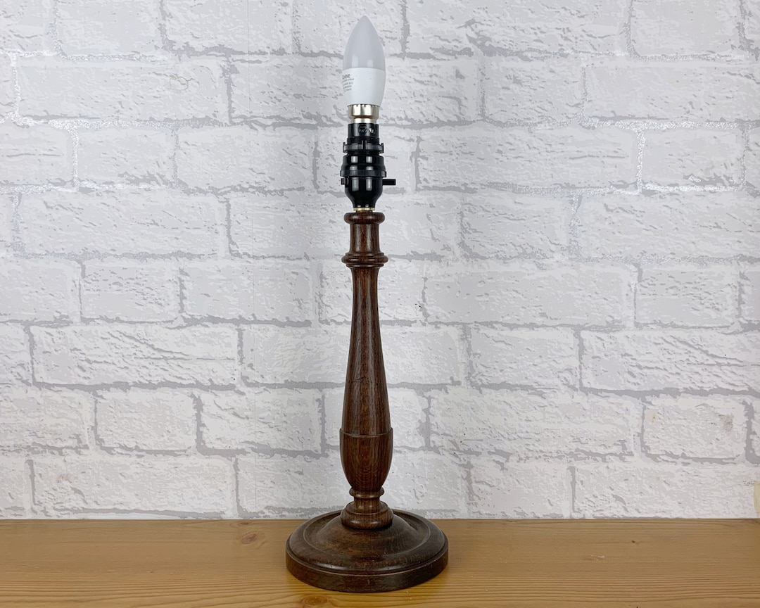Lamp Base Wood Vintage Wooden Lamp Wooden Table Lamp Dark Etsy