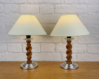 Pair Of Barley Twist Candlestick Lamps