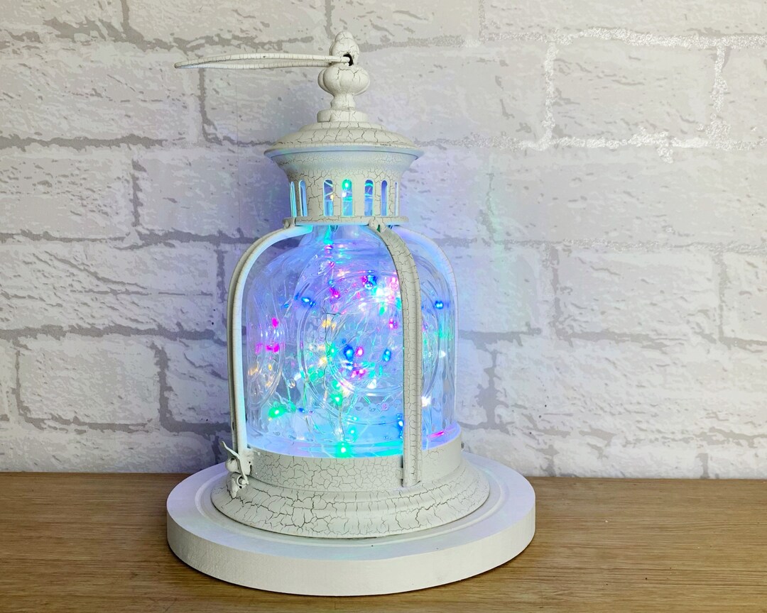 White Lantern Lamp, Multi Coloured Lights. - Etsy