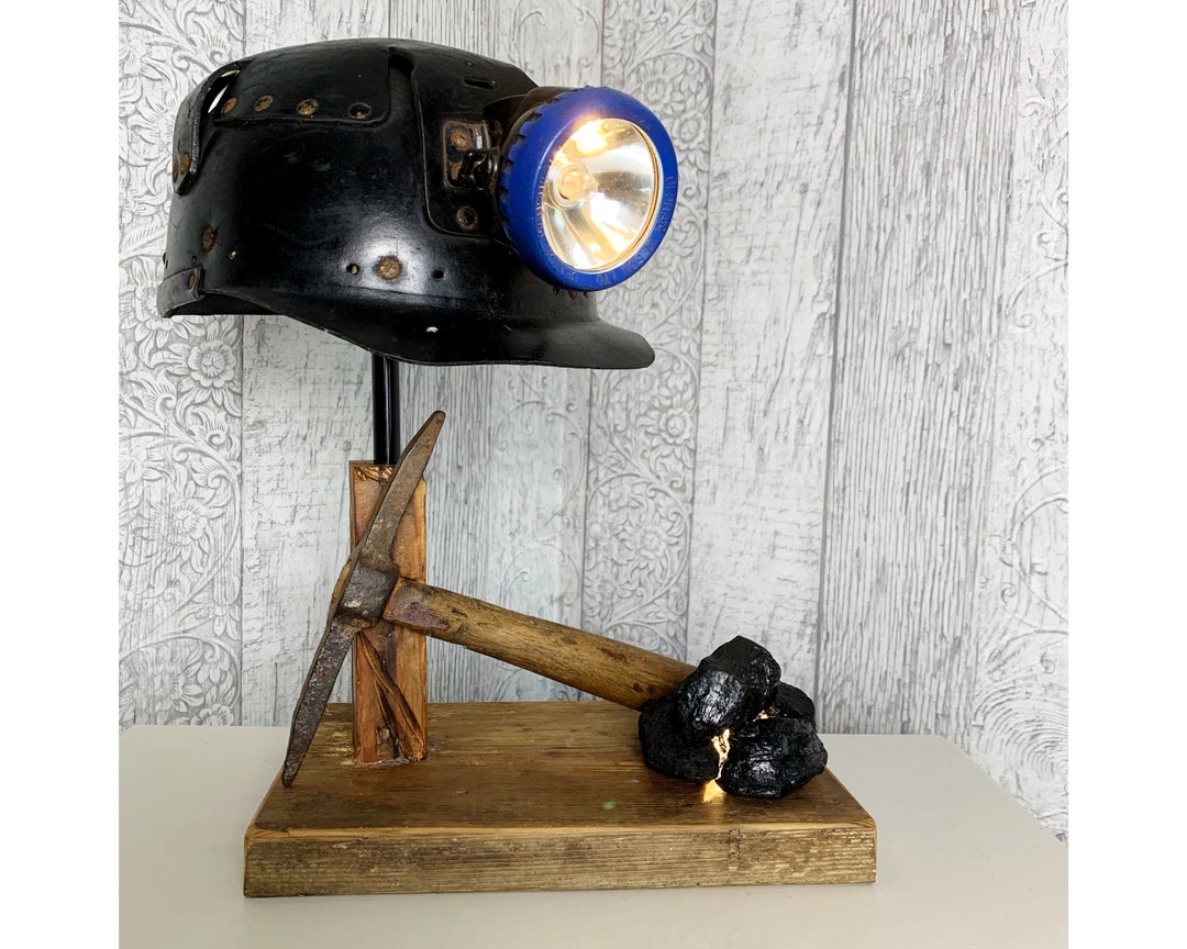 Miners Helmet Lamp, Industrial Lamp, Vintage Style Lamp, Nostalgia Gift