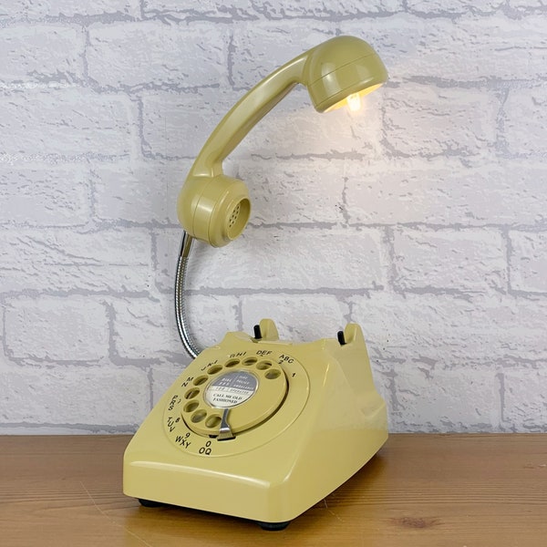 Mustard Lamp, Retro Lamp, Mustard Bedside Lamp, Nostalgic Gift, Mustard Decor, Quirky Fun Decor, Mid Century Lamp, Retro Telephone Lamp.