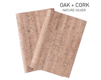 Cork Leather Stitchable Cork Vegan Leather Alternative Sallie Tomato Precut 12 yard Natural Cork Fabric with Silver Splatter