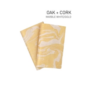 Marbled cork fabric, cork leather, cork textile, dyed, with pattern, cork by the meter, for sewing, haberdashery, DIY, marbled white / gold