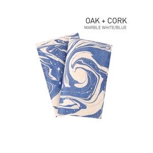 Coloured cork fabric, cork leather, cork textile, dark blue coloured, cork by the meter, coloured cork fabric, cork leather, marbled white / dark blue