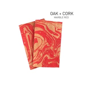 Cork fabric red, cork leather, cork textile, vegan leather, alternative, sustainable, hand-dyed, unique, from Portugal, cork, marbled red