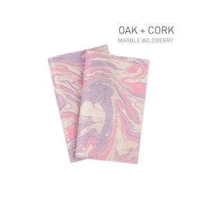 Colored cork fabric, cork leather, cork textile, colored, cork by the meter, colored cork fabric, DIY, fabric, cork leather, marbled white / wildberry