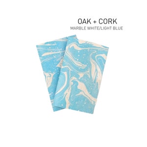Coloured cork fabric, cork leather, cork textile, light blue coloured, cork by the meter, coloured cork fabric, cork leather, DIY, marbled white / light blue