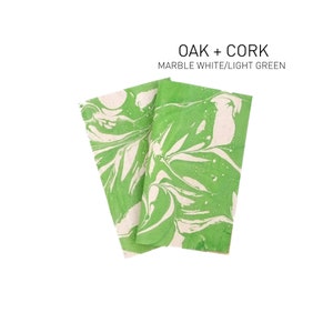 Coloured cork fabric, cork leather, cork textile, light green coloured, cork by the meter, DIY, coloured cork fabric, cork leather, marbled white / light green