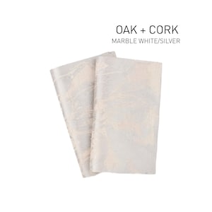 Marbled cork fabric, cork leather, cork textile, dyed, with pattern, cork by the meter, for sewing, haberdashery, DIY, marbled white / silver