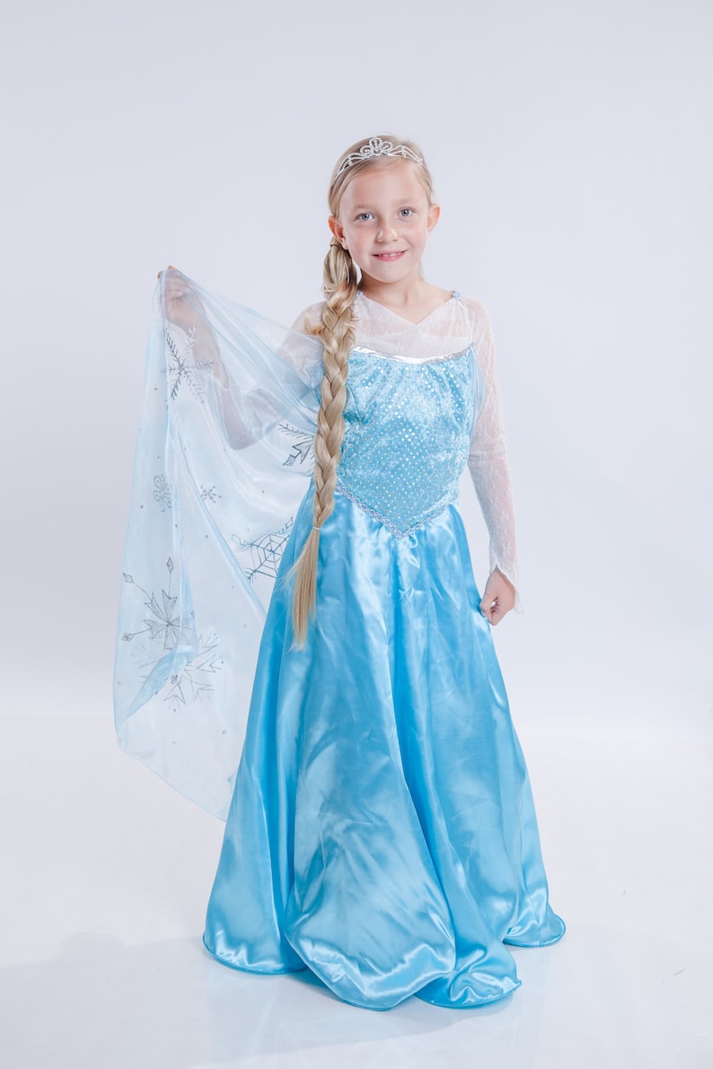 Frozen Party Dress Lace Dress Elsa Birthday Dress Blue Maxi Dress Toddler Costumer Frozen Costume Toddler Elsa Dress Disney Clothes