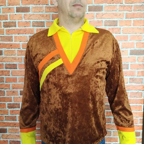 Don West Lost in Space Cosplay Kostüm, Braun Plüsch Film Kleidung, Gelbe Dickey, Lost in Space, Don West 2. Staffel FilmKostüm