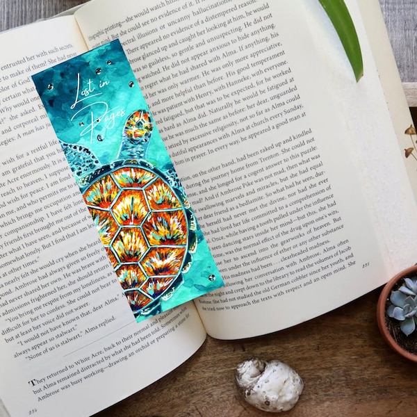 Bookmark | Watercolour Turtle | Unique gift for book or animal lover