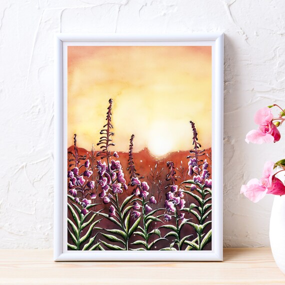 Fireweed Watercolour Art Print West Coast Art Unique Gift - Etsy